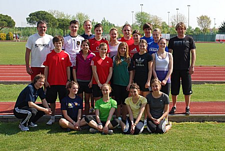 LAG-Team beim Training im Stadion von Caorle