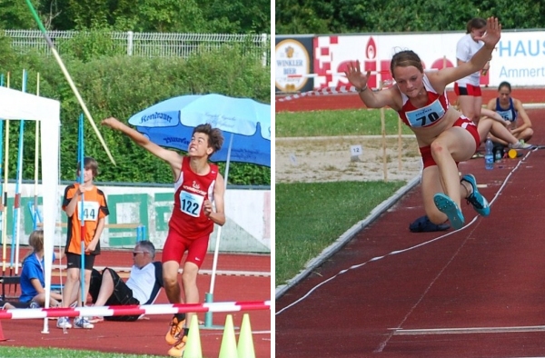 Felix M�ller beim Speerwurf (links), Magdalena Herbst (rechts)